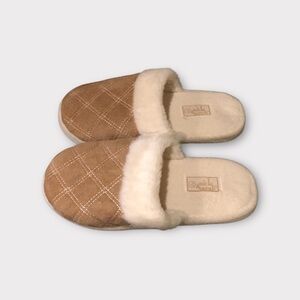 Brown and White Slippers Size Large 8-9